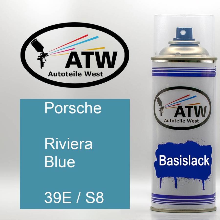 Porsche, Riviera Blue, 39E / S8: 400ml Sprühdose, von ATW Autoteile West.